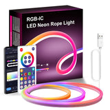 Smart APP Control RGB LED Strip Lights Flexible DIY Modeling Rope Light with Music Sync