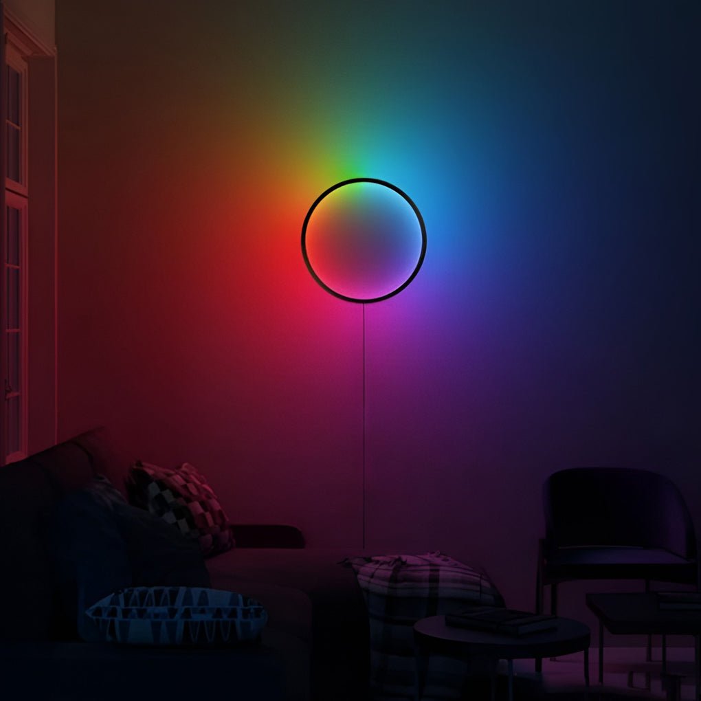 Smart Round RGB LED Wall Sconce with Wireless APP and Remote Control for Living Room