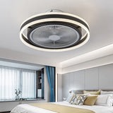 Modern Round Bladeless Ceiling Fan with Dimmable LED Light and Silent Inverter Motor