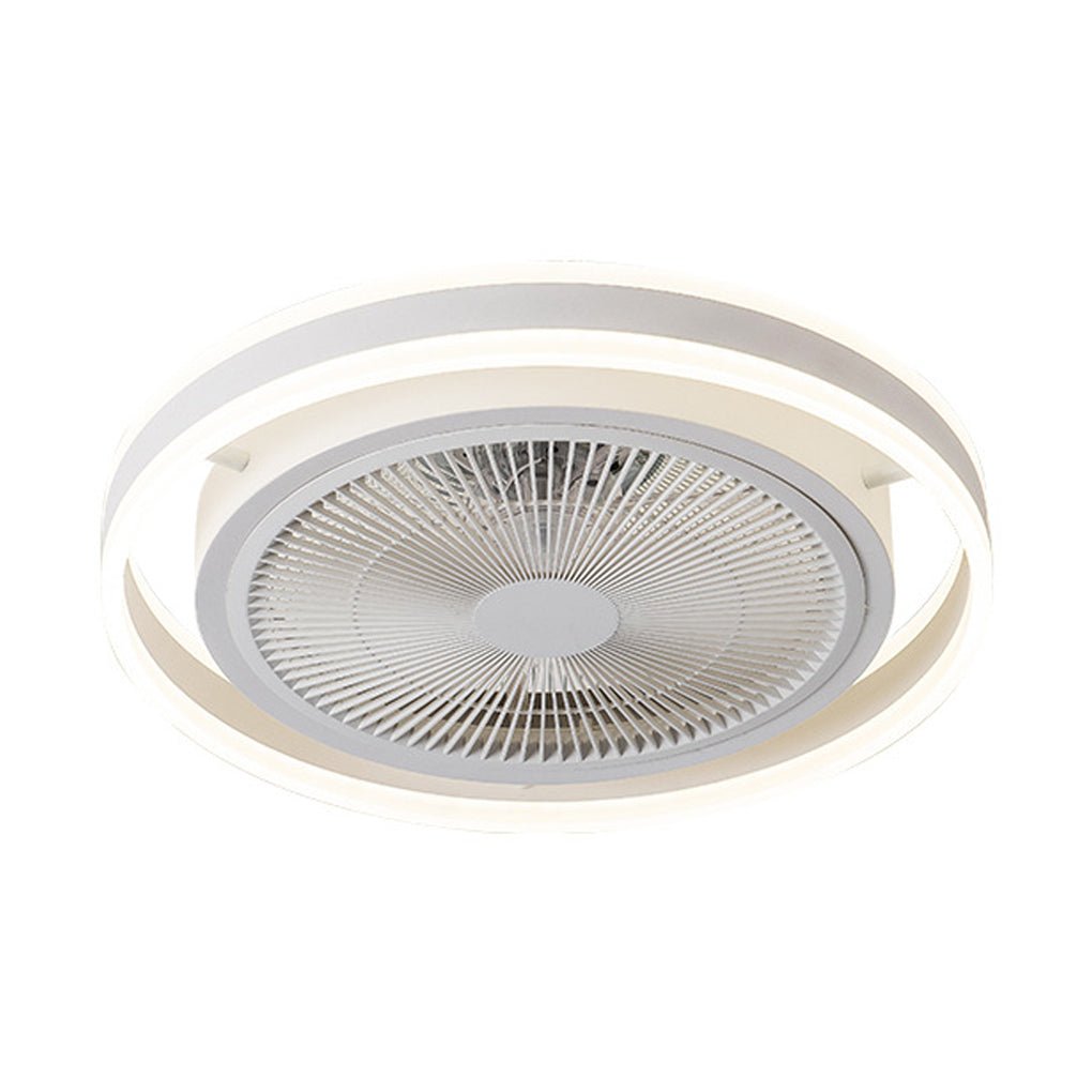 Modern Round Bladeless Ceiling Fan with Dimmable LED Light and Silent Inverter Motor
