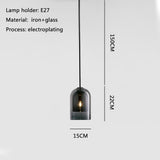Smoke Gray Amber Electroplated Glass Pendant Lighting Modern Industrial Island LED Hanging Lamp