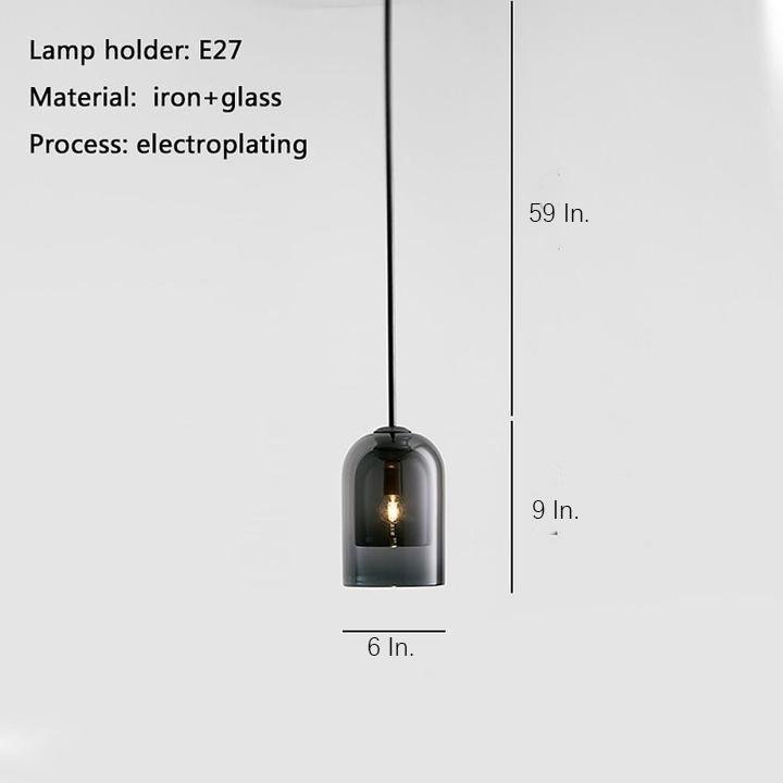 Smoke Gray Amber Electroplated Glass Pendant Lighting Modern Industrial Island LED Hanging Lamp