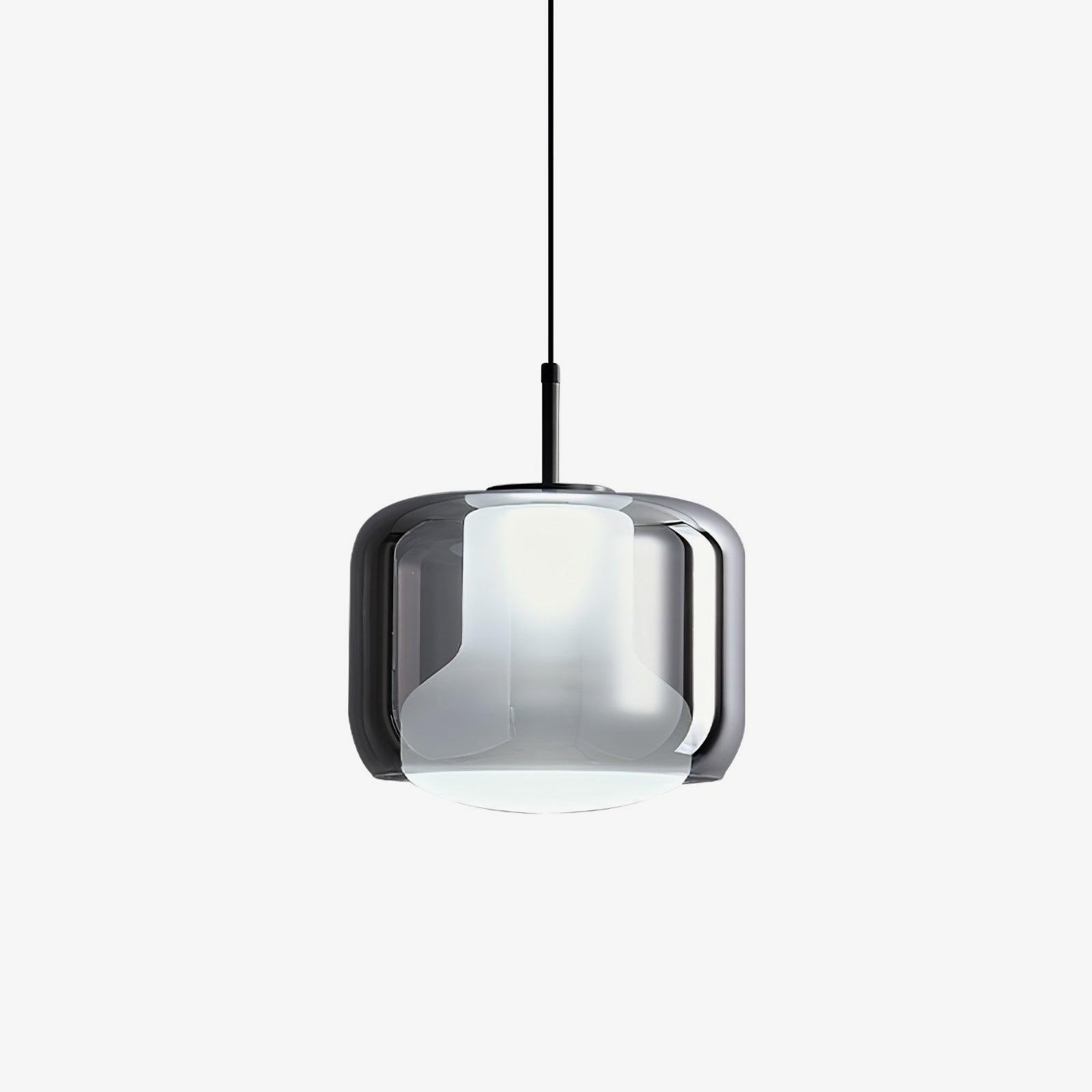 Smoke Gray Mouth Blown Glass Pendant Light Modern LED Minimalist Hanging Lamp for Indoor Spaces