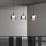 Smoke Gray Mouth Blown Glass Pendant Light Modern LED Minimalist Hanging Lamp for Indoor Spaces