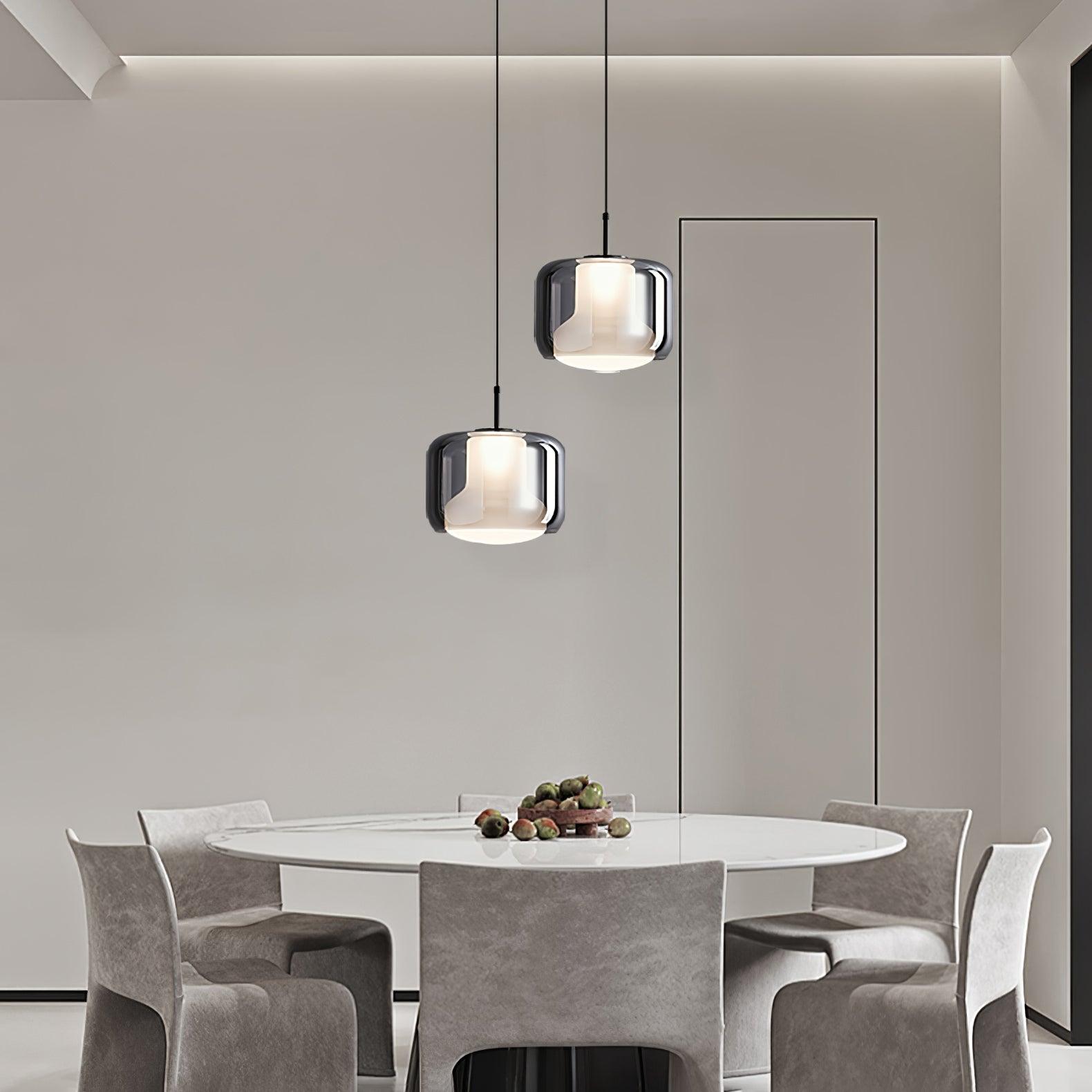 Smoke Gray Mouth Blown Glass Pendant Light Modern LED Minimalist Hanging Lamp for Indoor Spaces