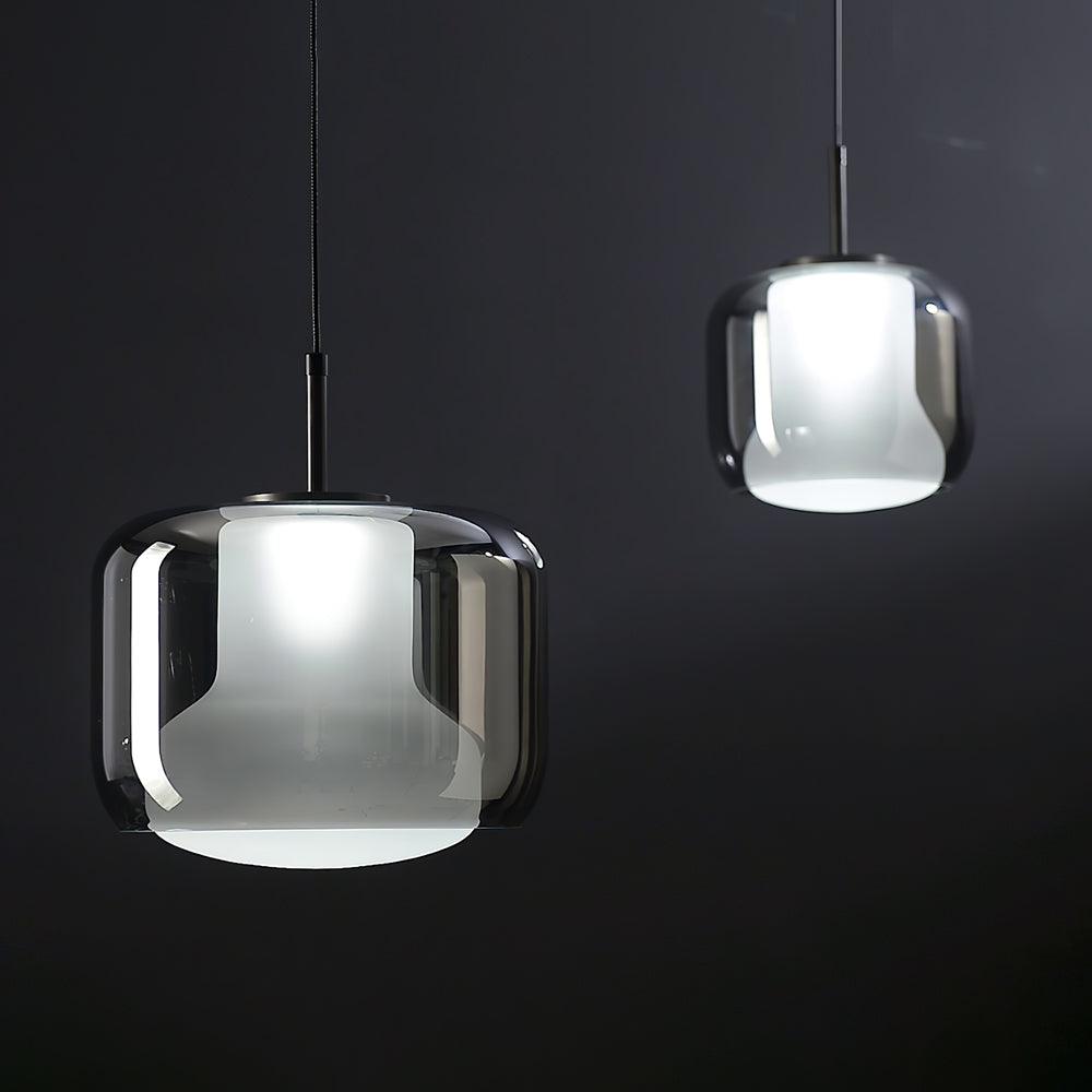 Smoke Gray Mouth Blown Glass Pendant Light Modern LED Minimalist Hanging Lamp for Indoor Spaces
