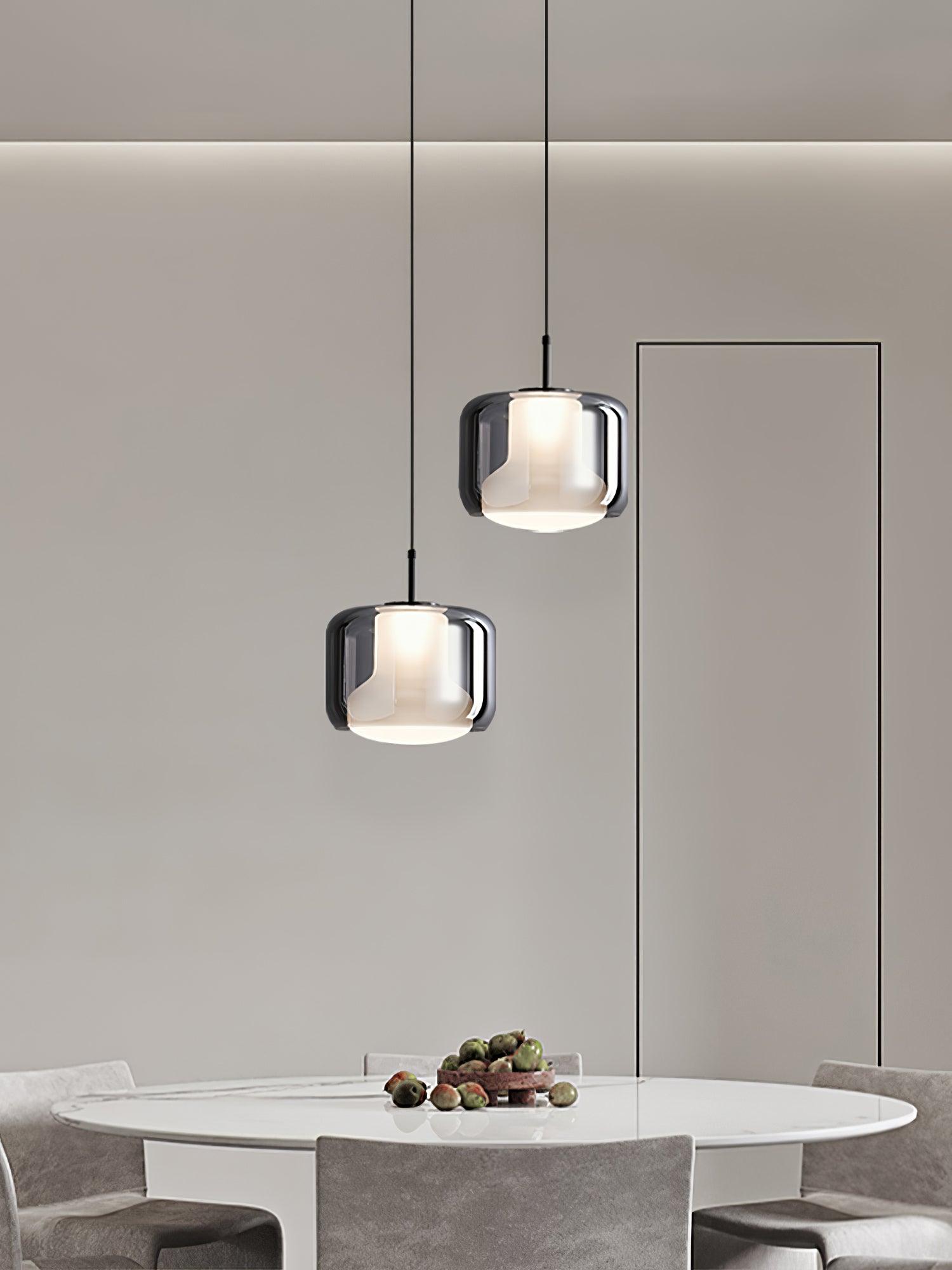 Smoke Gray Mouth Blown Glass Pendant Light Modern LED Minimalist Hanging Lamp for Indoor Spaces