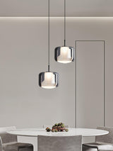 Smoke Gray Mouth Blown Glass Pendant Light Modern LED Minimalist Hanging Lamp for Indoor Spaces
