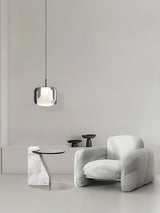 Smoke Gray Mouth Blown Glass Pendant Light Modern LED Minimalist Hanging Lamp for Indoor Spaces