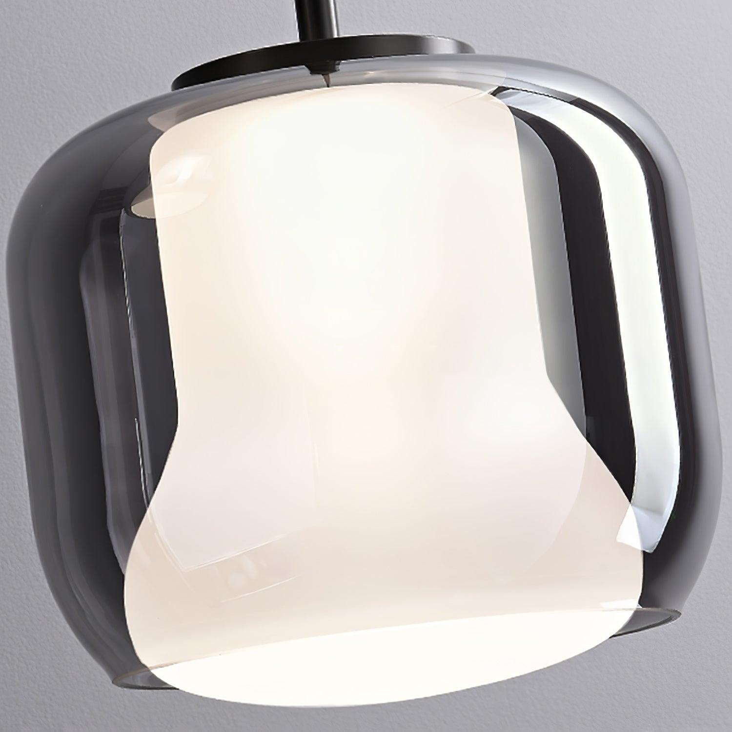 Smoke Gray Mouth Blown Glass Pendant Light Modern LED Minimalist Hanging Lamp for Indoor Spaces