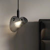 Smoke Gray Striped Glass LED Pendant Light Nordic Style Dimmable Hanging Lamp for Bedroom and Dining Room