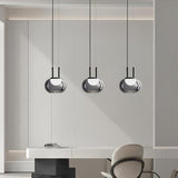 Smoky Grey Glass Globe Pendant Light Modern LED Hanging Ceiling Lamp