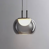 Smoky Grey Glass Globe Pendant Light Modern LED Hanging Ceiling Lamp