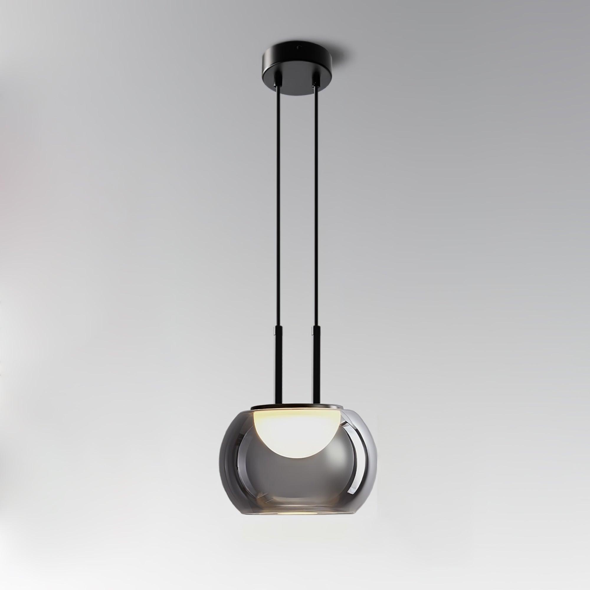 Smoky Grey Glass Globe Pendant Light Modern LED Hanging Ceiling Lamp