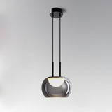 Smoky Grey Glass Globe Pendant Light Modern LED Hanging Ceiling Lamp
