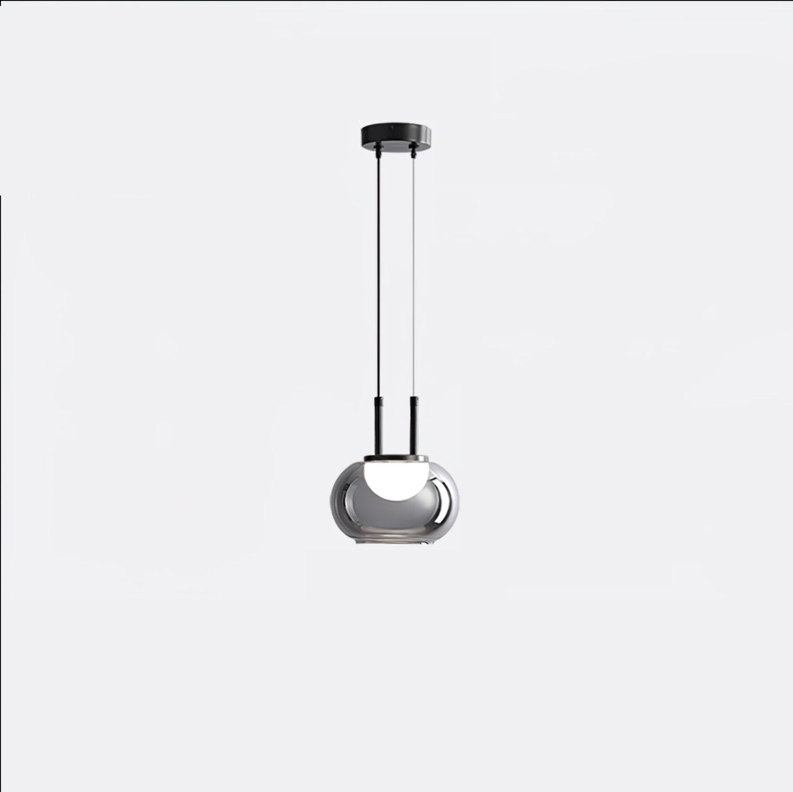 Smoky Grey Glass Globe Pendant Light Modern LED Hanging Ceiling Lamp
