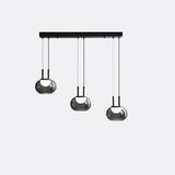 Smoky Grey Glass Globe Pendant Light Modern LED Hanging Ceiling Lamp