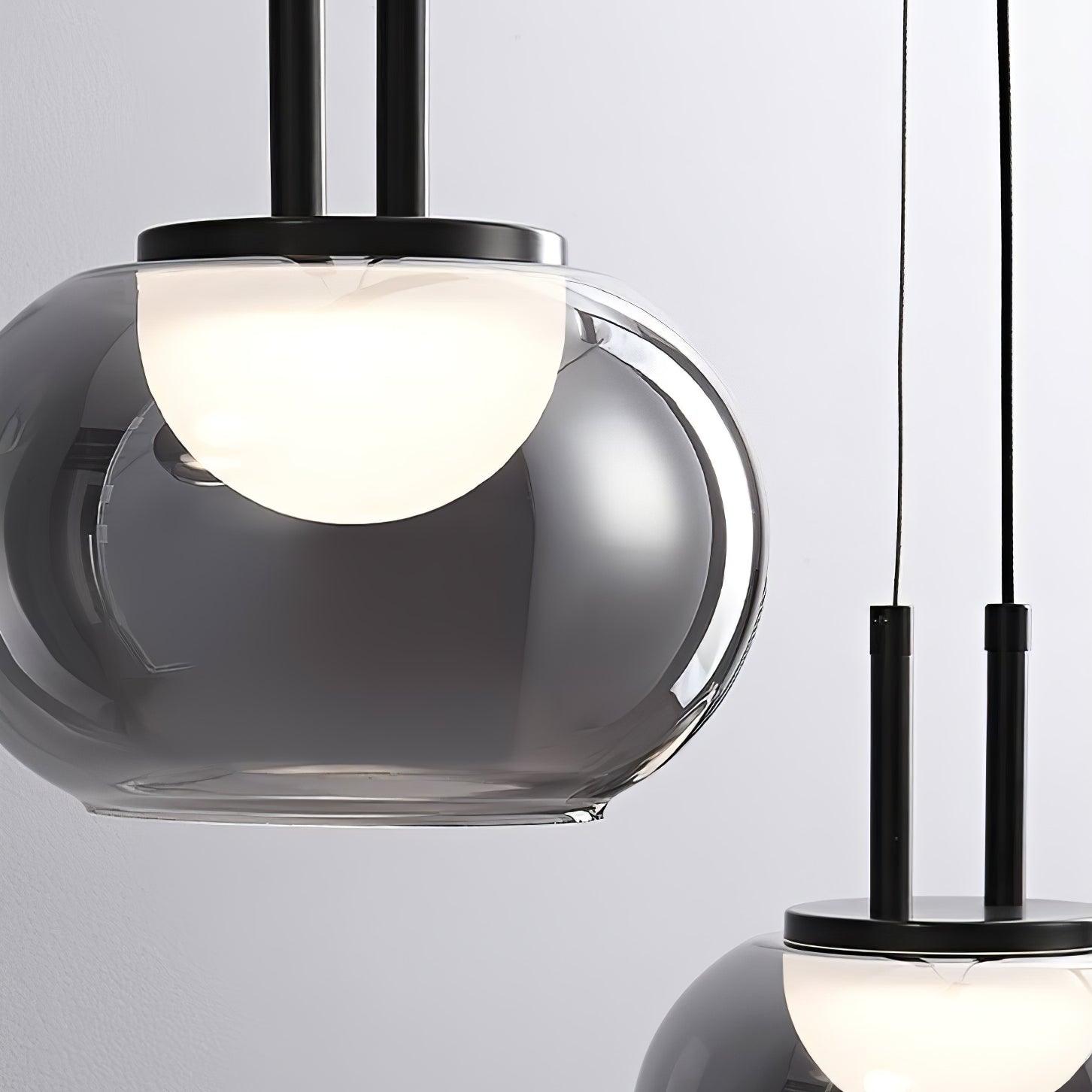 Smoky Grey Glass Globe Pendant Light Modern LED Hanging Ceiling Lamp