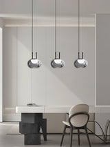 Smoky Grey Glass Globe Pendant Light Modern LED Hanging Ceiling Lamp