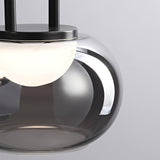 Smoky Grey Glass Globe Pendant Light Modern LED Hanging Ceiling Lamp