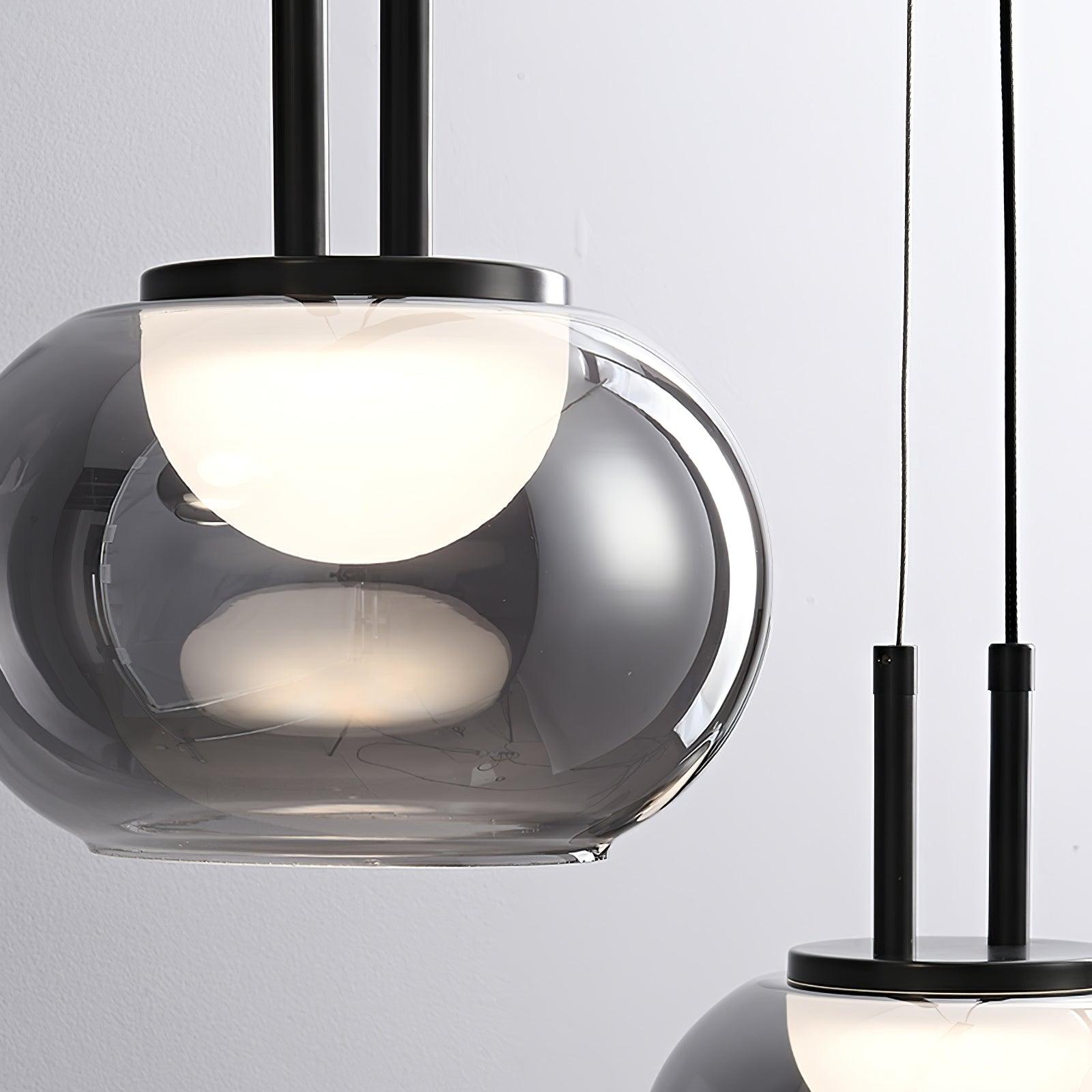 Smoky Grey Glass Globe Pendant Light Modern LED Hanging Ceiling Lamp