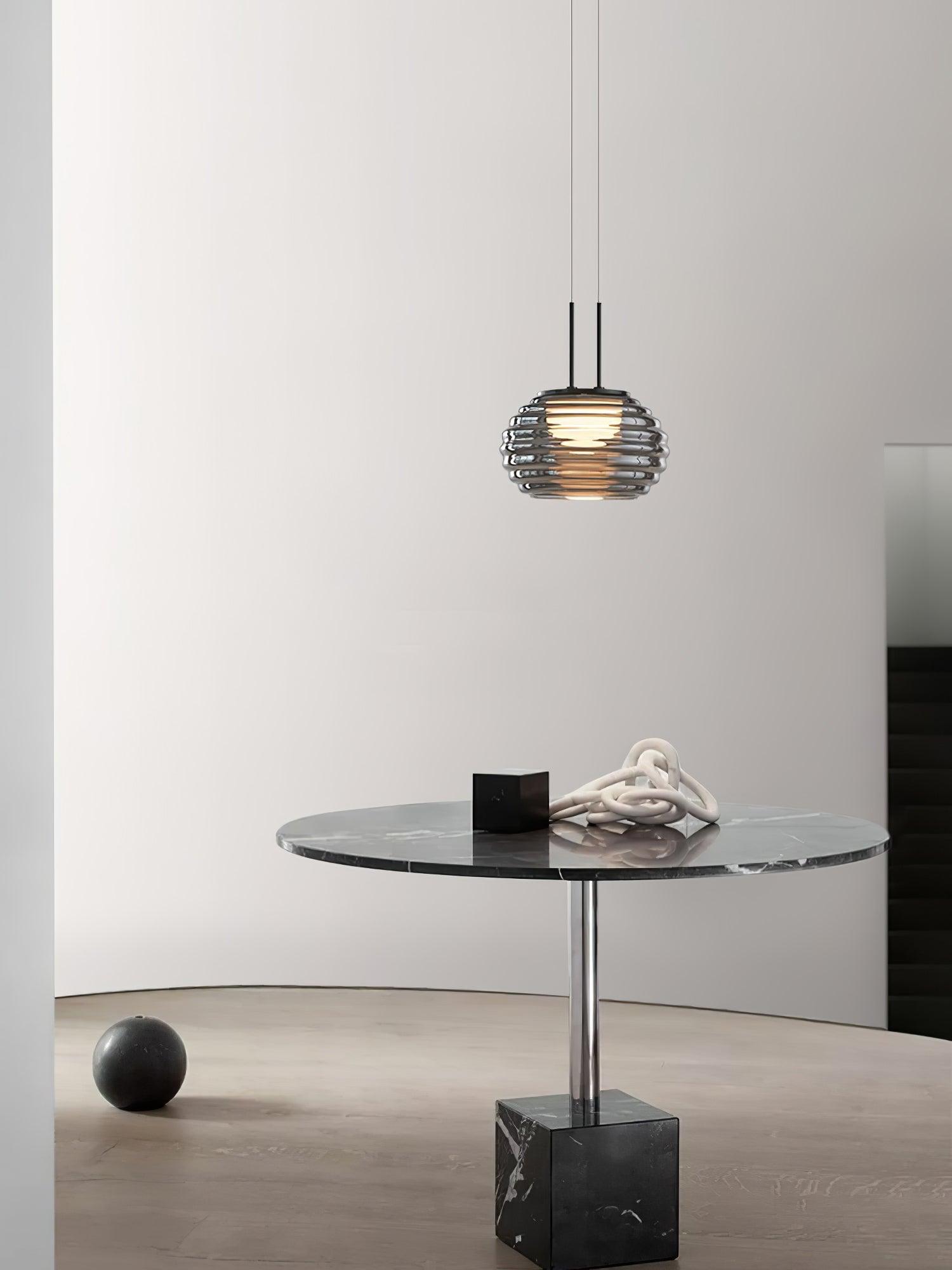 Smoky Grey Glass Globe Pendant Light Modern LED Hanging Ceiling Lamp