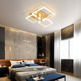 Modern Geometric Square LED Ceiling Light Dimmable Flush Mount Fixture for Bedroom and Living Room