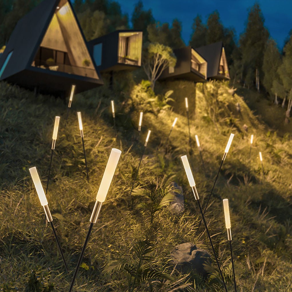 Solar LED Reed Landscape Path Lights Low Voltage Garden Column Lighting 6 Piece Set