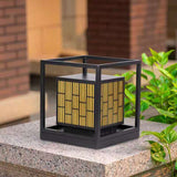 Solar Outdoor Post Lamp Waterproof Geometric Landscape Light for Garden Patio and Pathway Decor