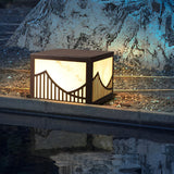 Solar Outdoor Post Lights Waterproof LED Mountain Scenery Landscape Deck and Lawn Pillar Lamps