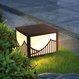 Solar Outdoor Post Lights Waterproof LED Mountain Scenery Landscape Deck and Lawn Pillar Lamps