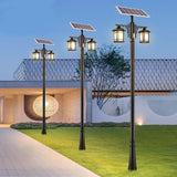 Solar Outdoor Street Lights Waterproof LED Garden Pole Lamp with 3 Color Dimming and Remote 102 Inch