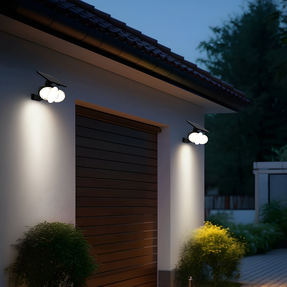 Solar Powered 3 Head Motion Sensor Outdoor Security Wall Light with Adjustable LED Heads