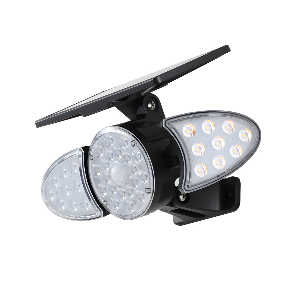Solar Powered 3 Head Motion Sensor Outdoor Security Wall Light with Adjustable LED Heads