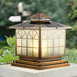Solar Powered Bronze Post Lights Waterproof LED Outdoor Pillar Cap Lighting with 3 Step Dimming