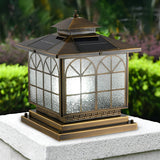 Solar Powered Bronze Post Lights Waterproof LED Outdoor Pillar Cap Lighting with 3 Step Dimming