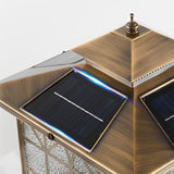 Solar Powered Bronze Post Lights Waterproof LED Outdoor Pillar Cap Lighting with 3 Step Dimming