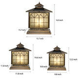 Solar Powered Bronze Post Lights Waterproof LED Outdoor Pillar Cap Lighting with 3 Step Dimming