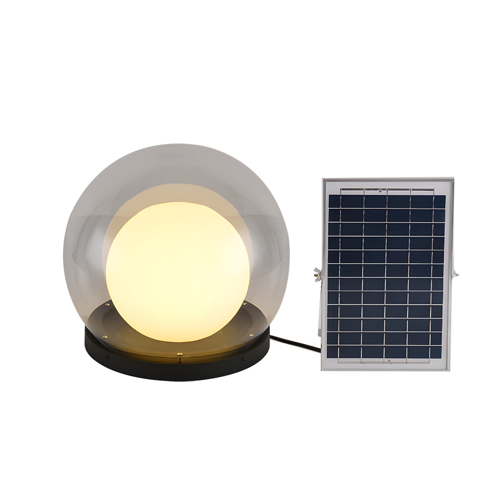 Solar Powered Bubble Lunar Post Light Waterproof Outdoor Globe Lantern for Garden Yard and Gate Path