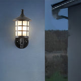 Solar Powered European Style Outdoor Wall Sconce Waterproof Black LED Light with Three Step Dimming