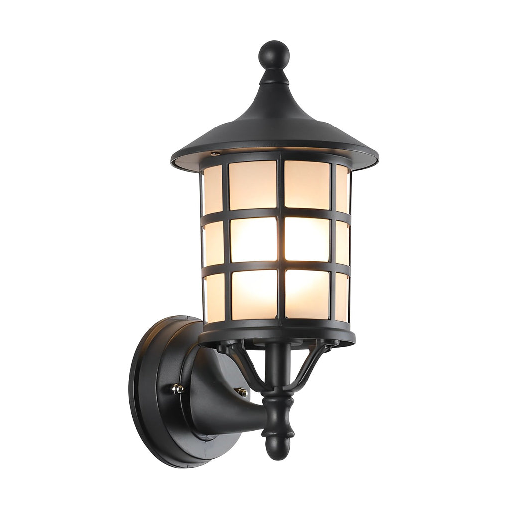 Solar Powered European Style Outdoor Wall Sconce Waterproof Black LED Light with Three Step Dimming