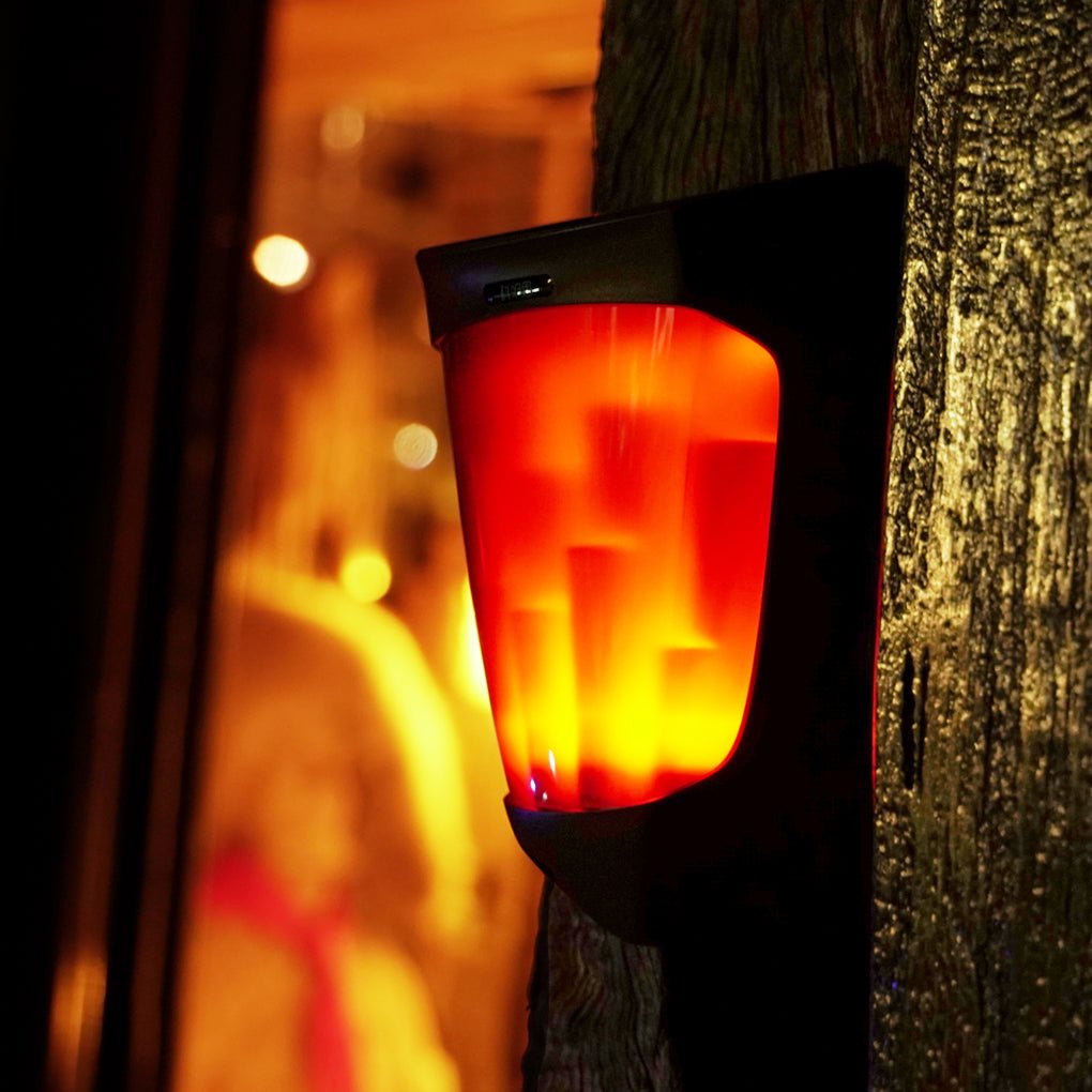 Solar Powered Flickering Flame LED Outdoor Wall Lamp Waterproof Sconce Lighting for Porch and Garden Pathway