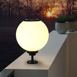 Solar Powered Globe Post Lights Waterproof Three Color LED Pillar Lamp for Fence and Gate