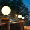 Solar Powered Globe Post Lights Waterproof Three Color LED Pillar Lamp for Fence and Gate
