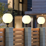 Solar Powered Globe Post Lights Waterproof Three Color LED Pillar Lamp for Fence and Gate