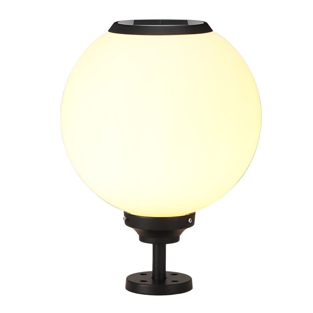 Solar Powered Globe Post Lights Waterproof Three Color LED Pillar Lamp for Fence and Gate