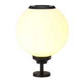 Solar Powered Globe Post Lights Waterproof Three Color LED Pillar Lamp for Fence and Gate