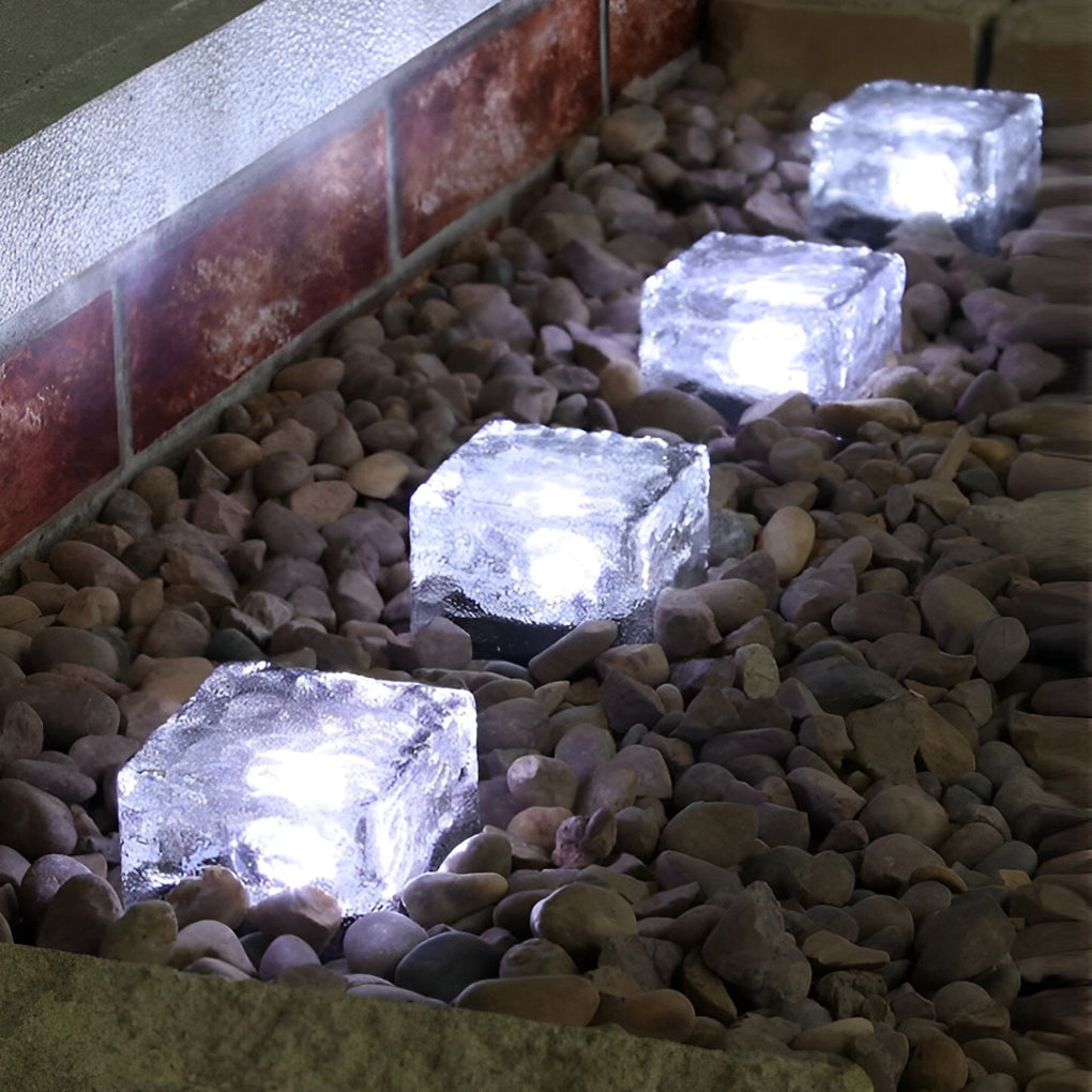 Solar Powered Ice Brick Lights Waterproof Outdoor Decorative Landscape Lighting for Pathway Garden Step