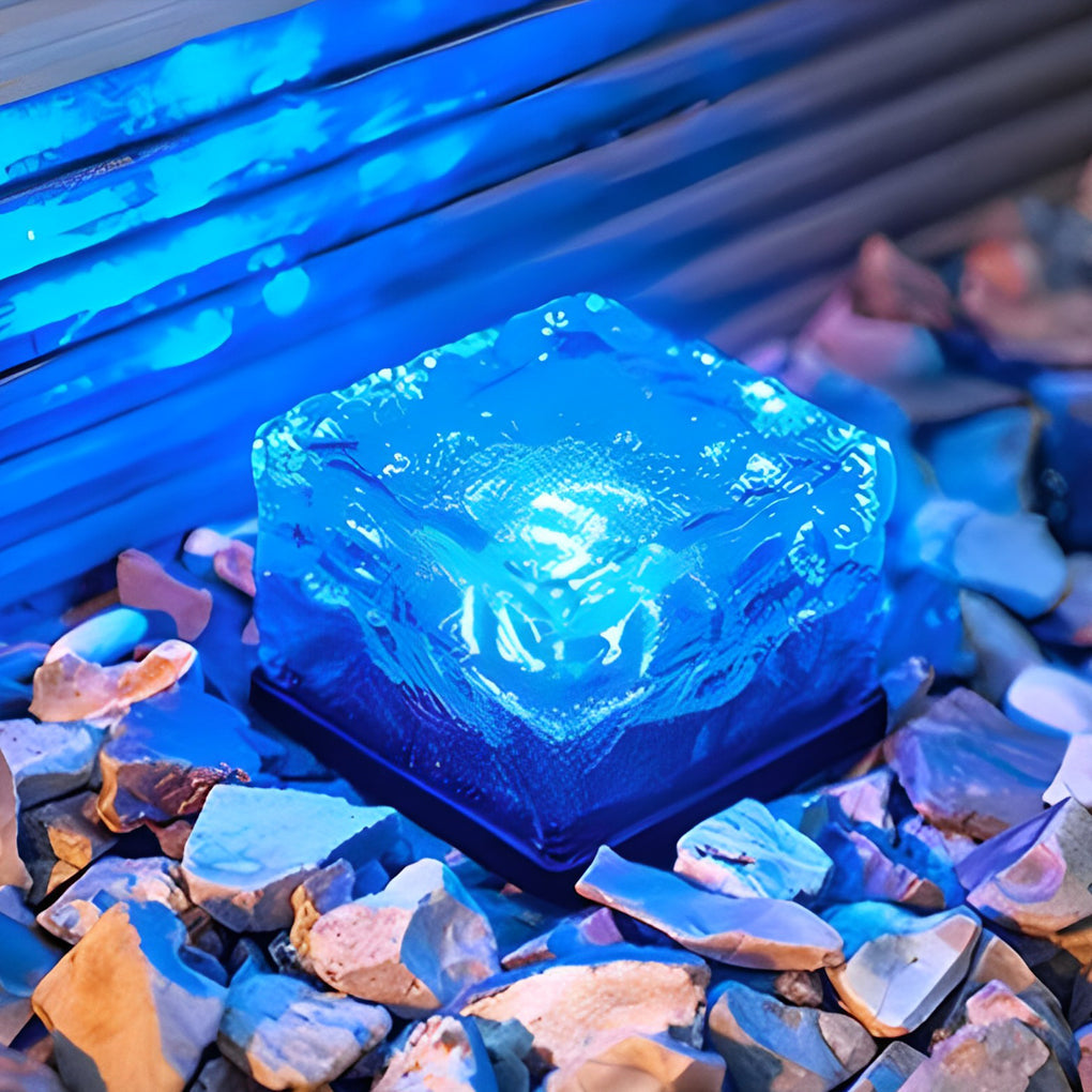 Solar Powered Ice Brick Lights Waterproof Outdoor Decorative Landscape Lighting for Pathway Garden Step