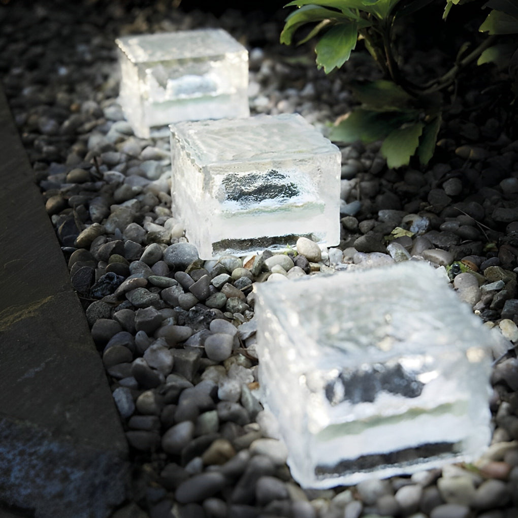 Solar Powered Ice Brick Lights Waterproof Outdoor Decorative Landscape Lighting for Pathway Garden Step